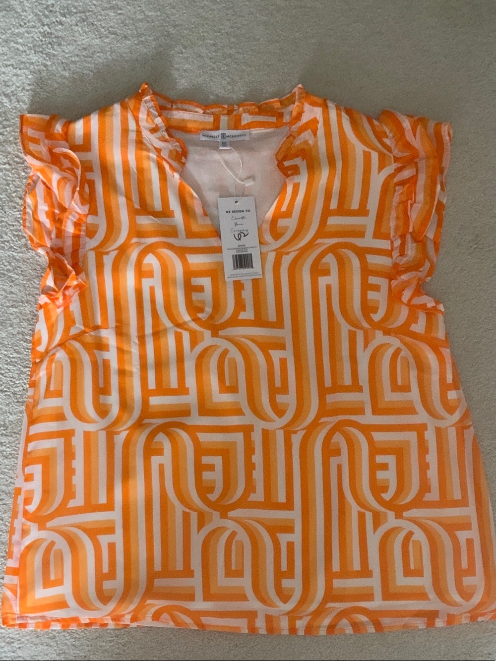 Touchdown orange and white Marley top - tennessee